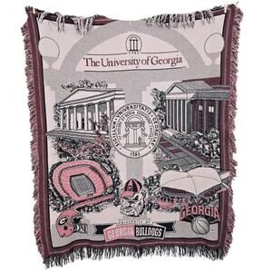 University Georgia Bulldogs Blanket Afghan Throw Pink Black Basketball Football